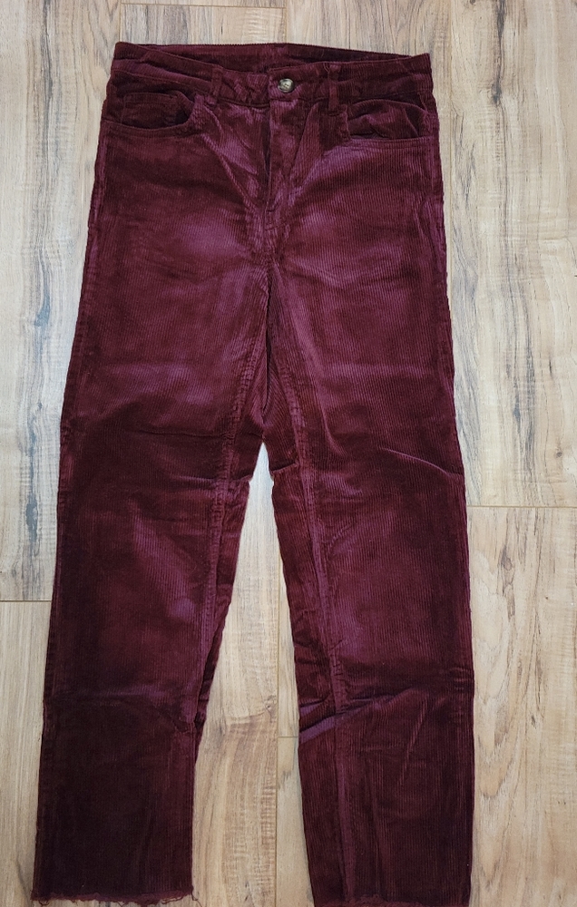 Corduroy Burgundy Waist High Pants